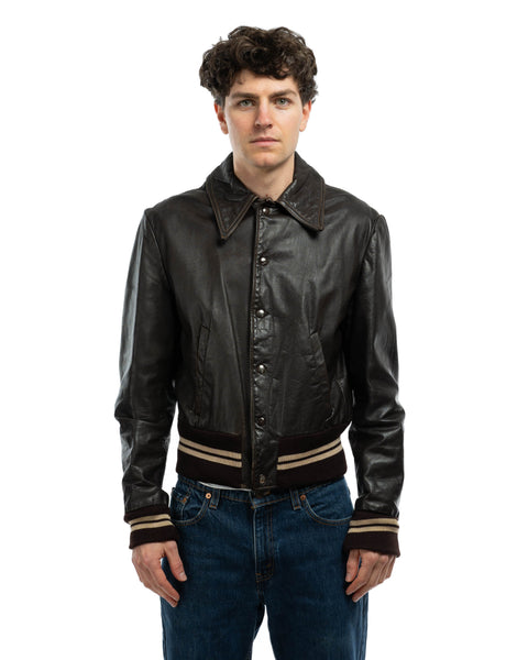 80's Leather Bomber - Medium