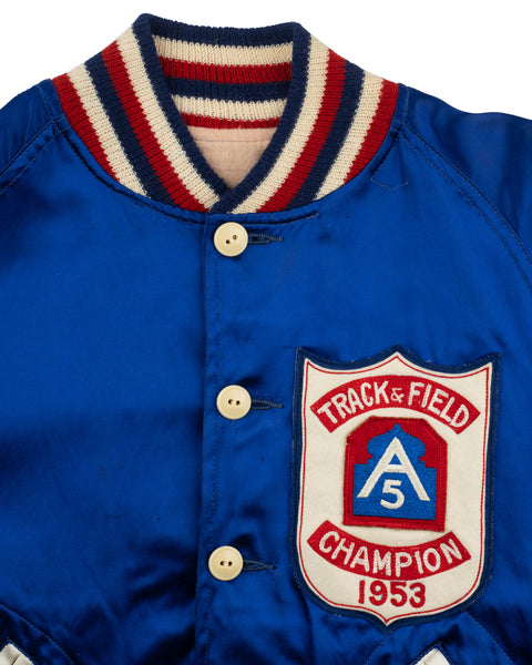 50's Army Track & Field Satin Jacket - Large