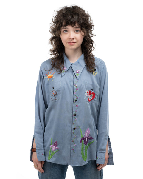 70’s Embroidered Chambray - Medium