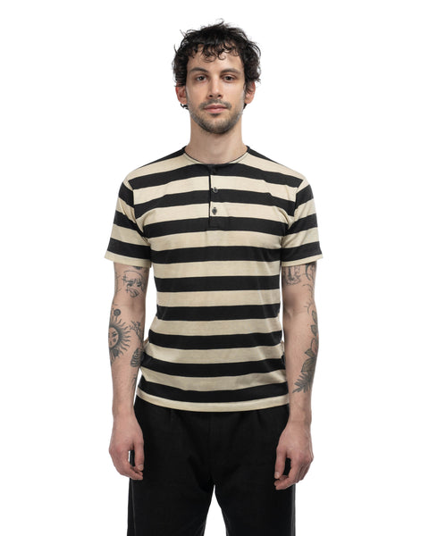 70's Campus Striped Henley Tee - Medium