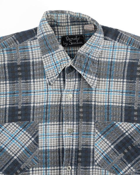 70's Plaid Cotton Shirt - Medium