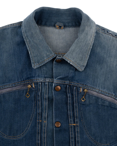60's Roebucks Pleated Selvedge Denim Jacket - Large