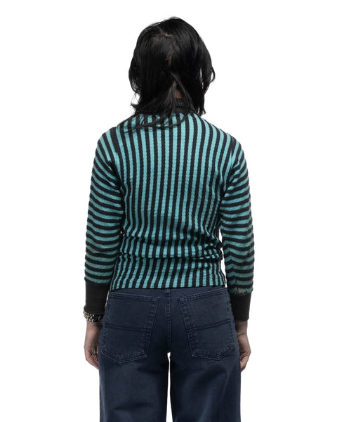 60's Striped Oxford Collar Shirt - Small