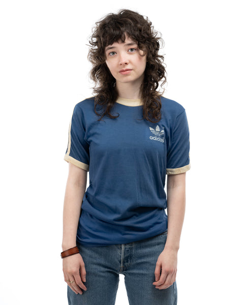 70's Adidas Trefoil Ringer Tee - Small