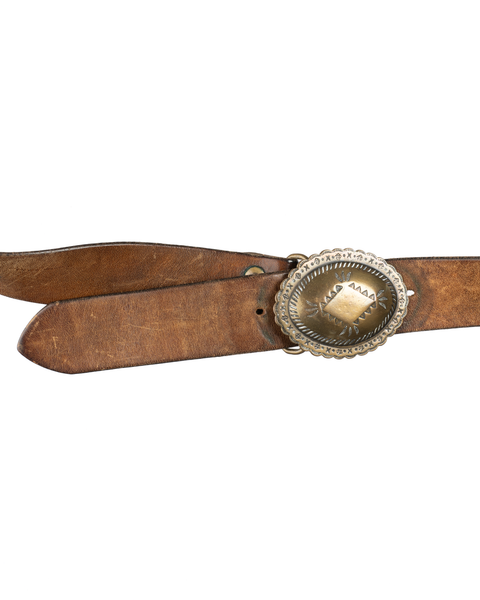 1970s Brass Concho Buckle Belt