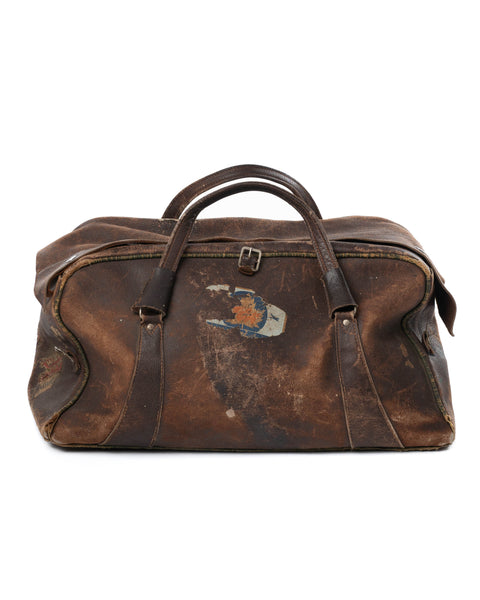 1930's Weekend Bag w/ Luggage Labels - OS