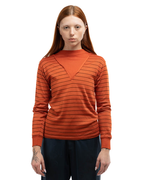 60's Orange Striped Pullover - Small