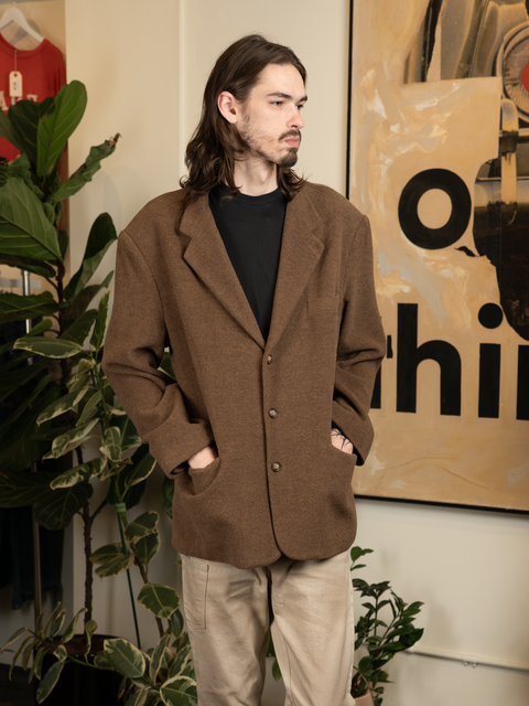 1990s Square Tag Gap Wool Coat