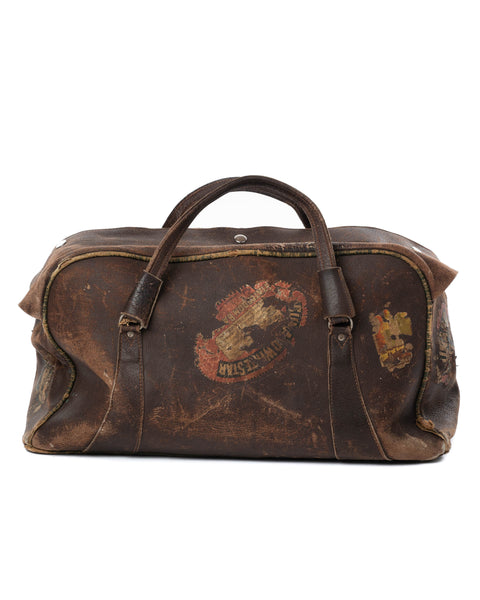 1930's Weekend Bag w/ Luggage Labels - OS