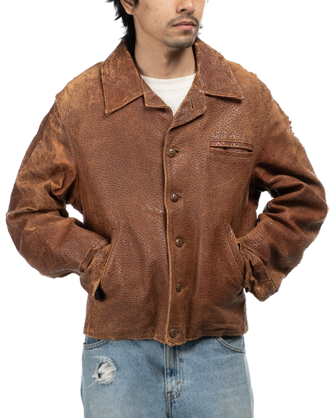 1940s Leather Side-Cinch Jacket