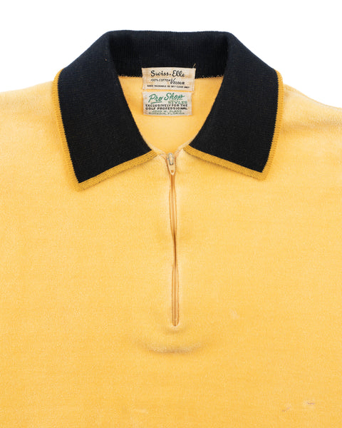 60's Cotton Velour Quarter Zip Sweatshirt - Medium