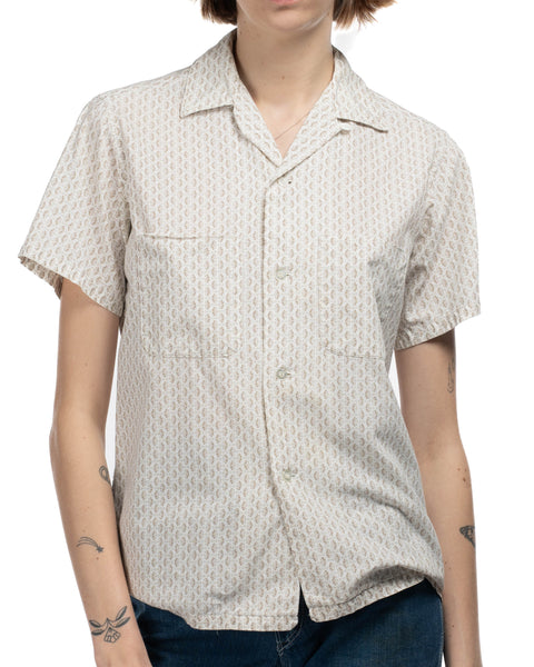 60's Patterned Penney's Loop Collar Shirt - Small