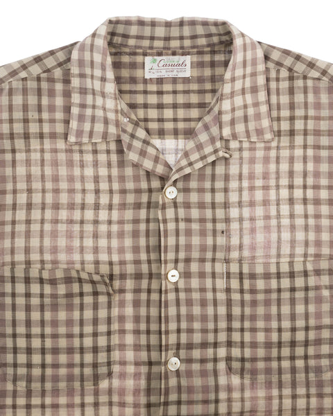 60’s Plaid Loop Collar Shirt - Large