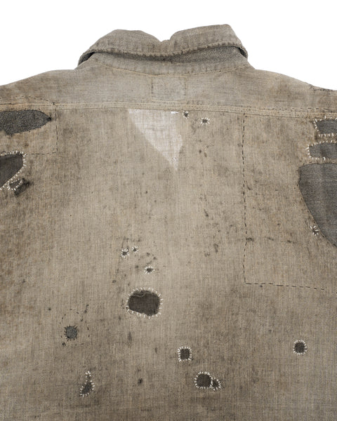 40'S Repaired Salt & Pepper Work Shirt - Large