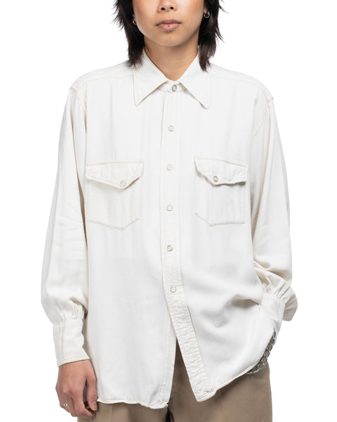 50's Gabardine Western Snap Shirt - Medium