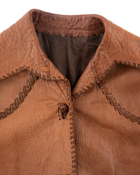60's Braided Leather Jacket - XS