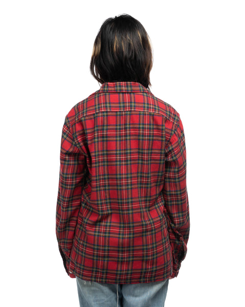 60's Plaid Loop Collar Shirt - Medium