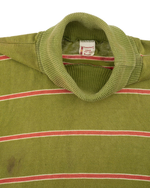 60's Striped Mock Neck Tee - Large
