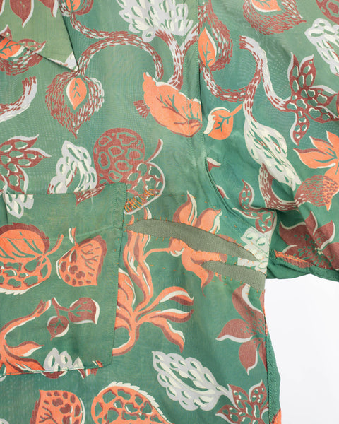 50's Jayson Pattered Rayon Loop Collar - Large