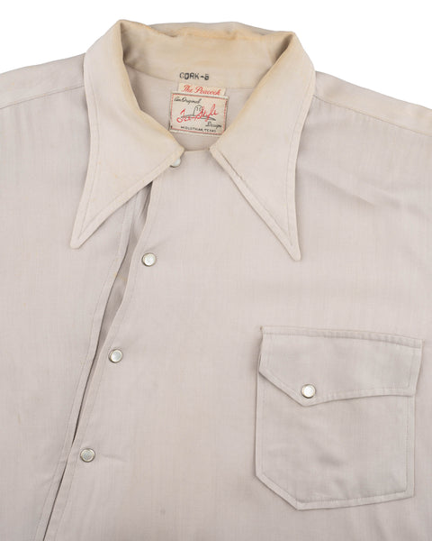 50's Asymmetrical Rayon Western Shirt - Medium