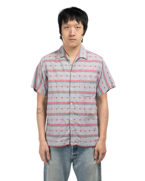 1950s Embroidered-Pattern Button-Up