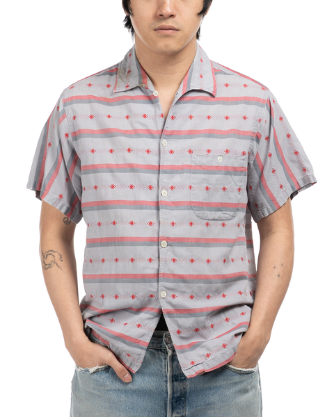 1950s Embroidered-Pattern Button-Up