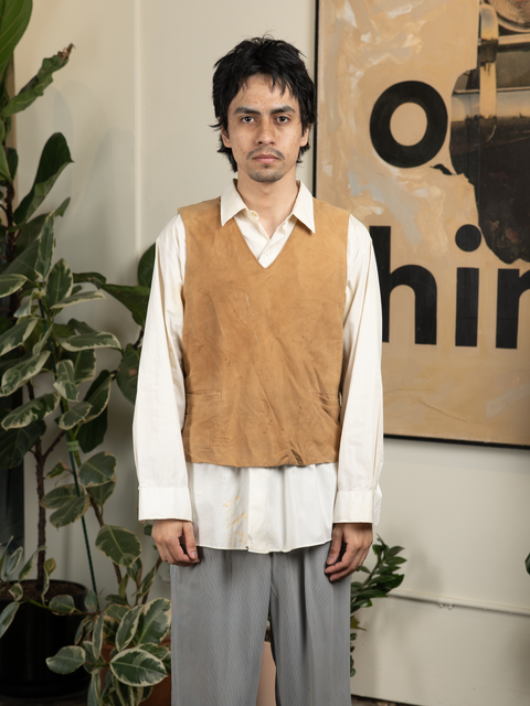 1970s Suede & Knit Vest