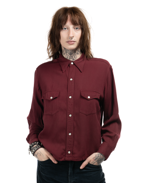 1950s Boxy Rayon Snap Shirt