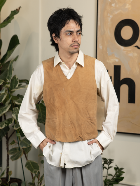 1970s Suede & Knit Vest