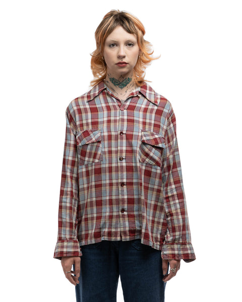 50's Plaid Loop Collar Shirt - Medium