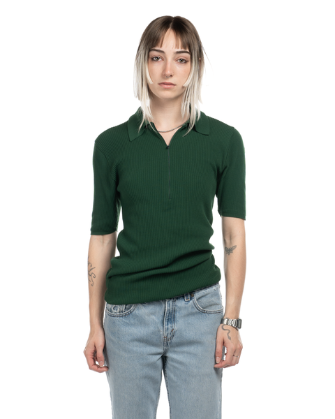 1970s Rib Knit Zip Polo