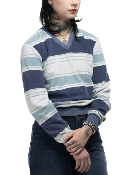 60's Terry Cloth V Neck Sweatshirt - Small