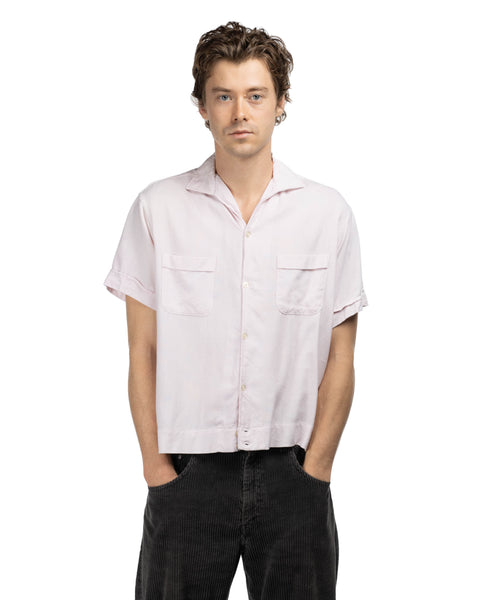 60's Over-dyed Rayon Bowling Shirt - Large