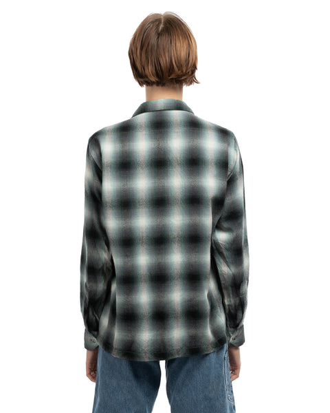 60's Shadow Plaid Loop Collar Shirt - Medium