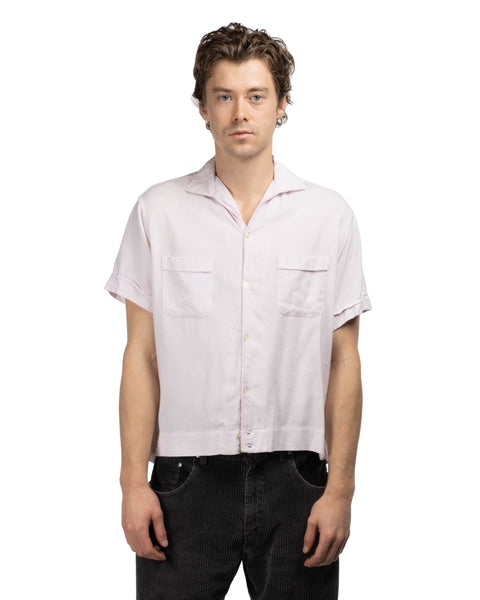 60's Over-dyed Rayon Bowling Shirt - Large