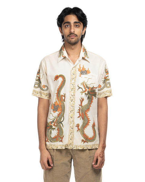 1980s Dragon Print Button-Up Shirt