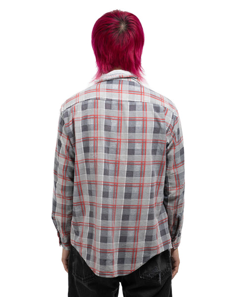 60's Plaid Loop Collar Shirt - Medium