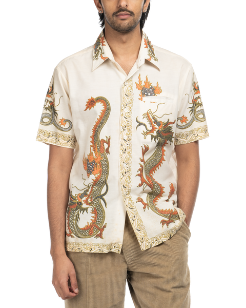 1980s Dragon Print Button-Up Shirt