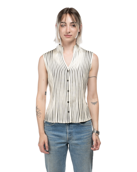 1980s Mesh and Ribbon Satin Top