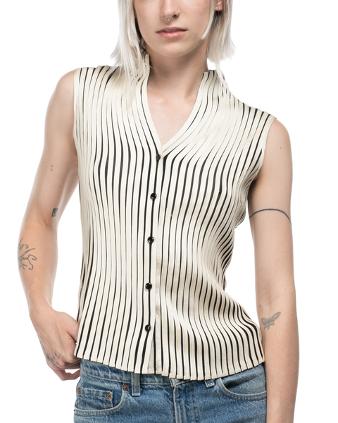 1980s Mesh and Ribbon Satin Top