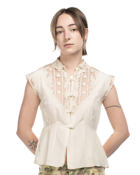 1960s Lace Silk Shirt