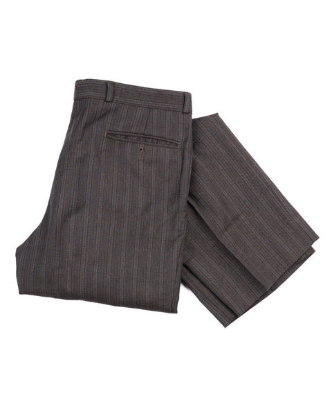 60’s Striped Pleated Trousers - 34” x 33.5”