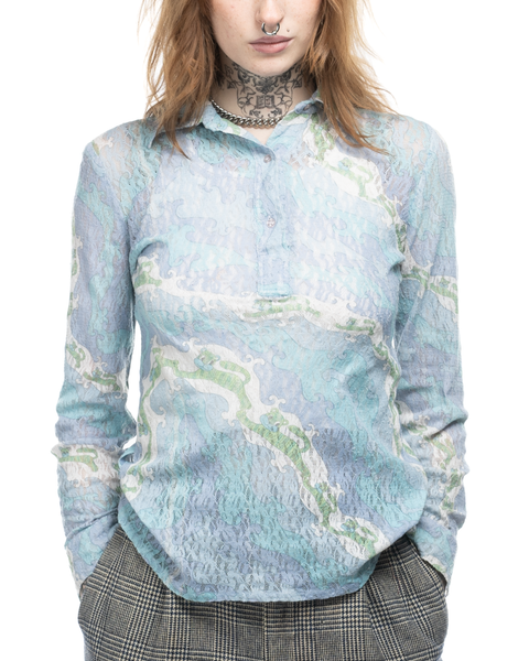 1970s Sheer Cat Print Shirt