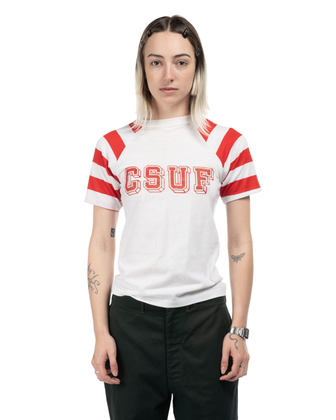 1970s Striped-Sleeve Raglan Tee