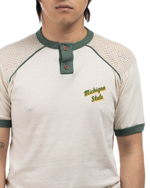 70's Champion Mesh Henley Tee - Medium