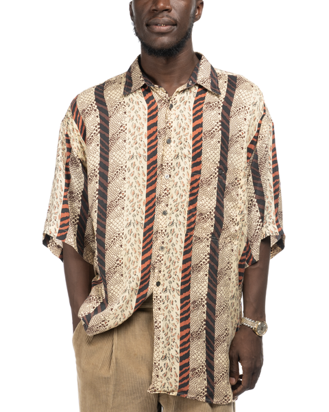 1980s Animal Print Silk Shirt