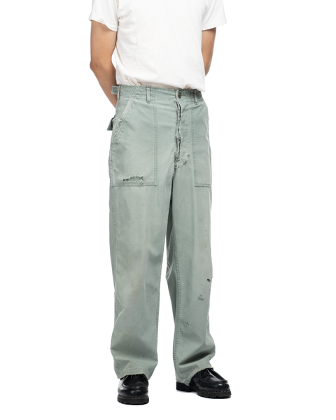 50s Repaired Sage Green Utility Trousers - 28" x 29"