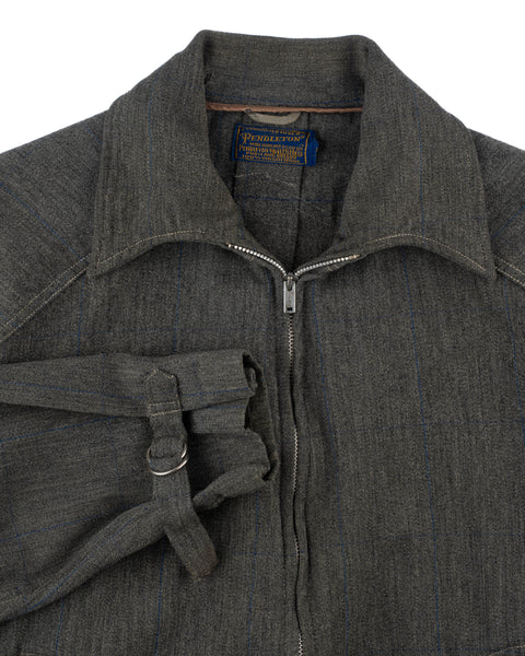 30's Pendleton Quad-Belted Glove-Pocket Salt-&-Pepper Jacket - Medium