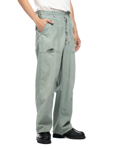 50s Repaired Sage Green Utility Trousers - 28" x 29"