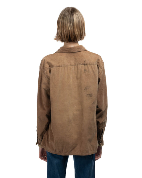 50's Corduroy Lace Up Shirt - XL